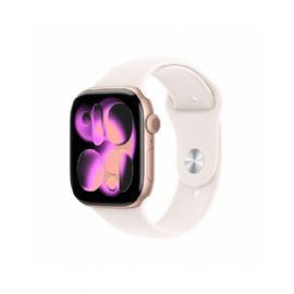 Apple Watch Series 11 GPS 46mm, Cassa in Alluminio color Oro Rosa con cinturino Rosa fard Sport Band - M/L - MEV74QL/A
